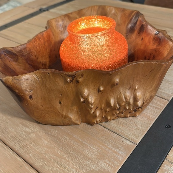 Vintage Other - Stunning Burlwood Birdseye Wooden Bowl Vintage 12.5” long 10” wide 4” tall